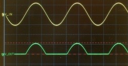 512. Через какой элемент пропускается переменный ток на приведенной фотографии экрана осциллографа?